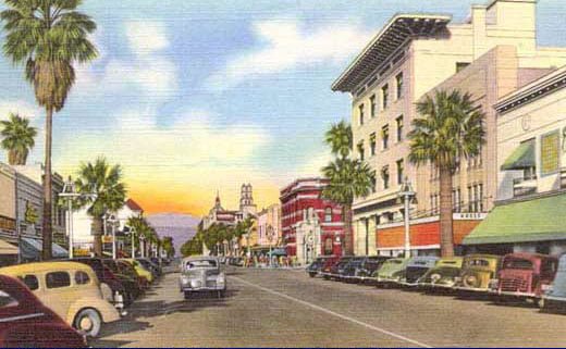 Circa 1949 - View north from Main at Ninth