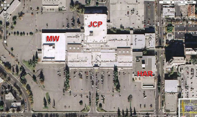 2007 - Aerial view of Carousel Mall in downtown San Bernardino (Google)
