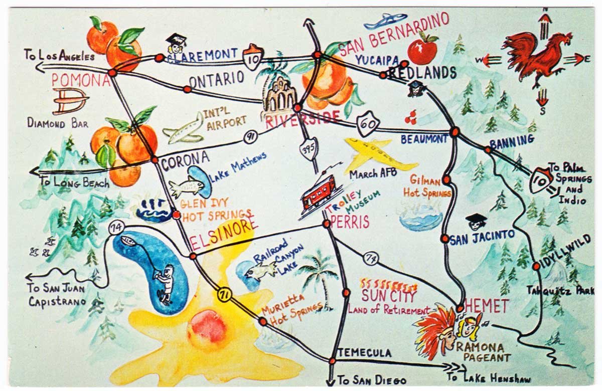 c1950s Postcard - Greetings from the California Inland Empire (RXSQ Collection)