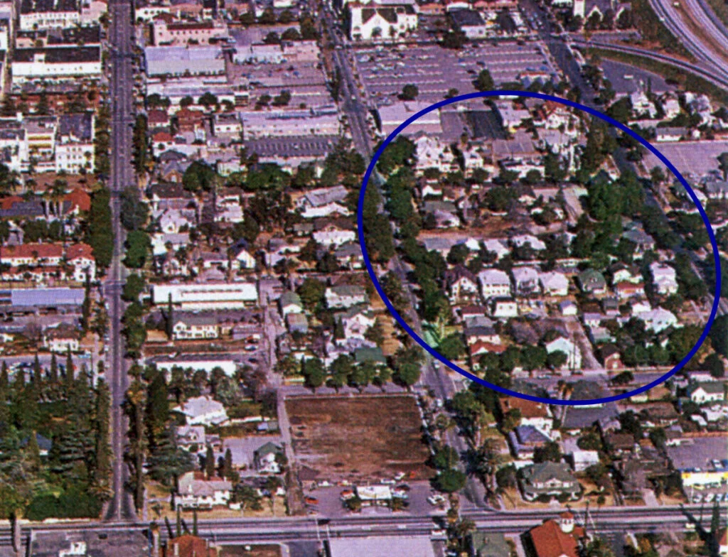 Circa 1960 - Snippet of postcard of downtown Riverside (RXSQ)