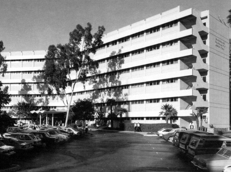 Circa 1988 - Riverside Community Hospital's first tower opened in early 1966 (Greater Riverside Chambers of Commerce)