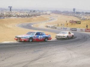 1980s - Richard Petty (43) and Bobby Allison (22) out of the esses and up into Turn 6 at Riverside International Raceway (Speed Sport)