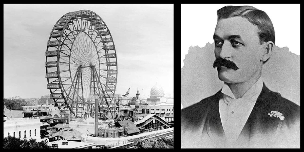 The Ferris Wheel at Chicago's 1893 Columbian Exposition (World's Fair) and its designer, George Washington Gale Ferris Jr. (NYT archives / Ancestry.com)