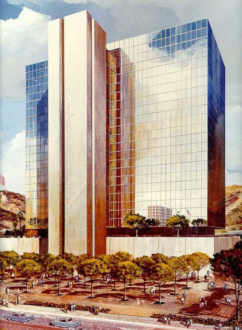 1971 - Depiction of Riverside County Administrative Center (Ruhnau Clarke Architects)